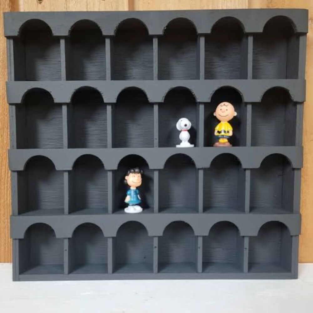 Black Arched 24 Cubby Display Shelf Wood Trinket Figurine Organizer 13.25x12.25"